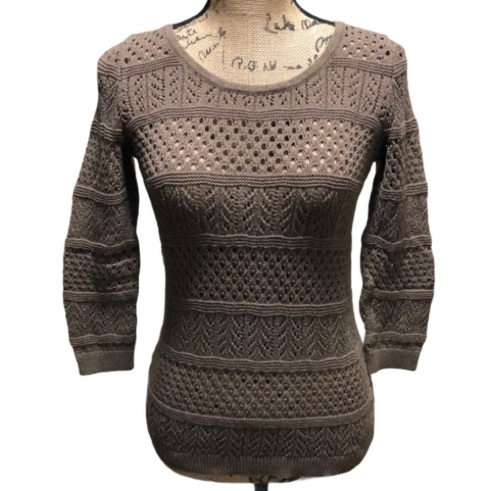 {Loft} Brown Scoop Neck Sweater